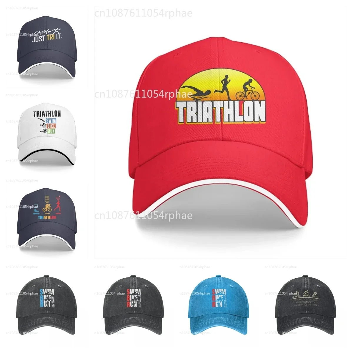 

Pure Color Dad Hats Triathlon Logo Men's Hat Sun Visor Baseball Caps Peaked Cap Just Tri It Swim Bike Run