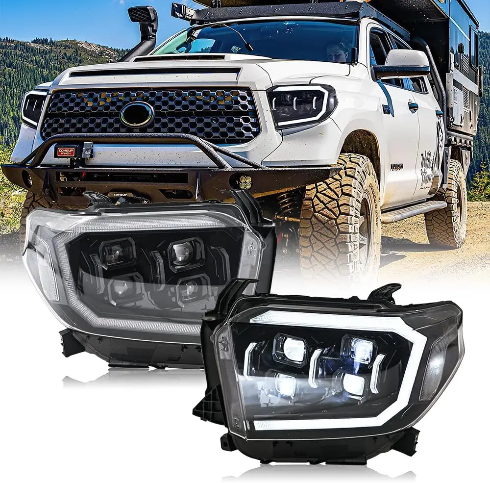 

1Set LED Headlights Assembly for Toyota Tundra 2014-2021 with Startup Animation Sequential Turn Signal Front Head Lamps