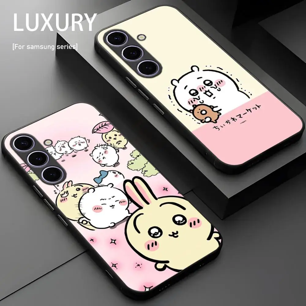 Cute C-Chii-kawAS Rabbit Phone Case For Samsung Galaxy S25 S24 S23 S22 S21 S20 Plus Ultra Note20 Soft Black