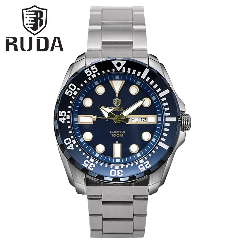 メンズ クォーツ腕時計 サブマリーナーシリーズ 45mm文字盤 ミヨタムーブメント搭載 夜光 曜日カレンダー スチールとシリコンストラップ 3ATM防水