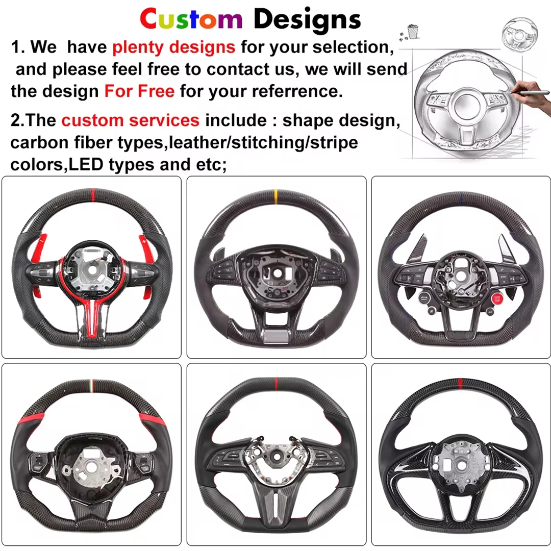 Carbon Fiber Customized LED Steering Wheel for Audi  A1 A2 A3 A4 A5 A6 A7 S3 RS3 S4 RS4 S5 RS5 S6 RS6 TT TTRS R8