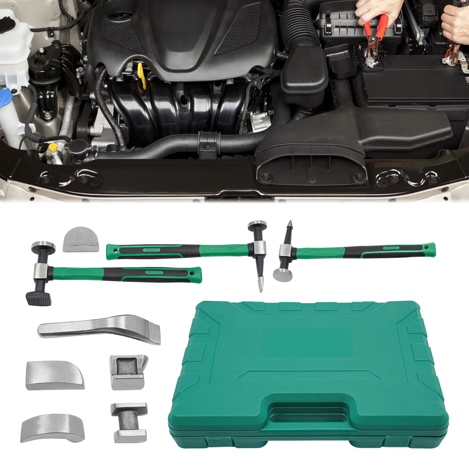 

9PCS Dent Repair Kit,Manual Dent Repair Kit, Auto Body Repair Tool Kit with 3 Hammers ﻿