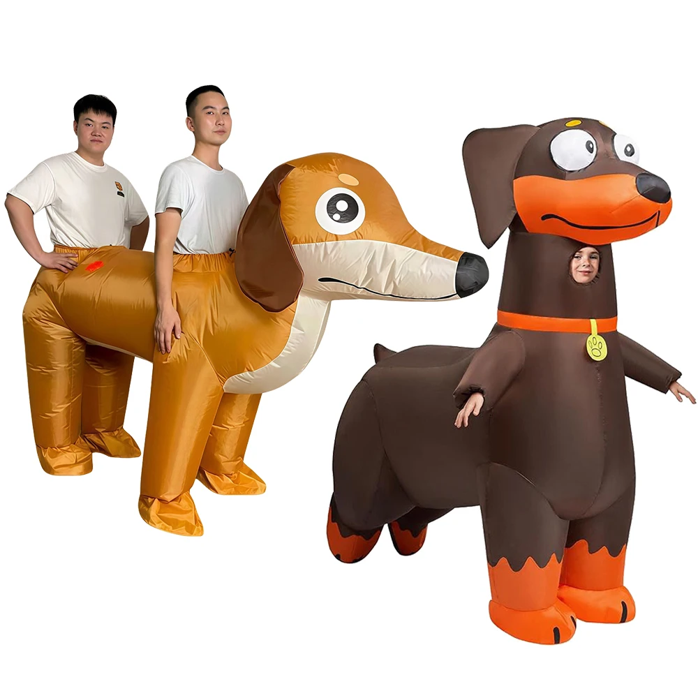 

Надувной костюм-комплект из двух собак: забавный мультяшный персонаж-собака для Хэллоуина, вечеринок и сценических выступлений