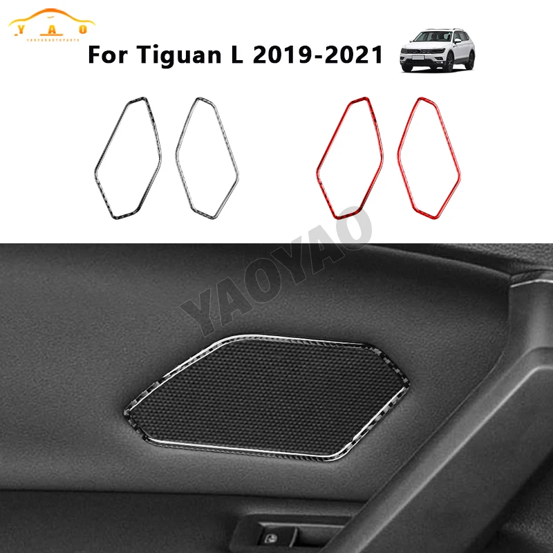 

Carbon Fiber Car Accessories For Volkswagen Tiguan L 2019—2021 Rear Door Speaker Decorative Frame Interior Cover Trim Sticker