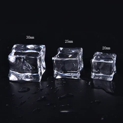 10PCS/Pack Fake Artificial Acrylic Ice Cubes Crystal Clear 2/2.5/3cm Square Use for Weddings, Parties, Food, Decor