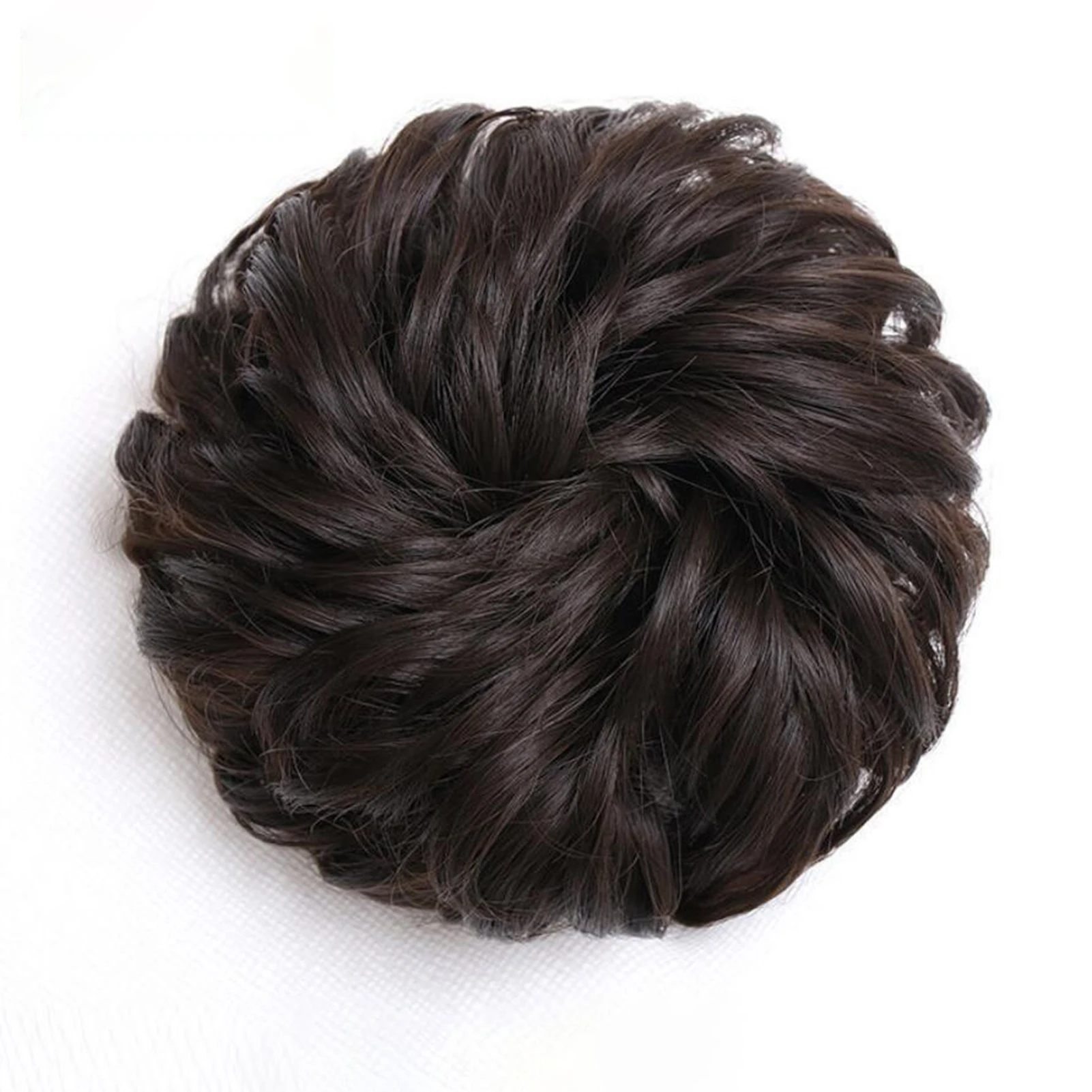 بني داكن أسود كعكة الشعر الاصطناعية دونات التفاف كعكة صانع للنساء رقيق شعر مستعار نفخة ذيل حصان حامل للحزب