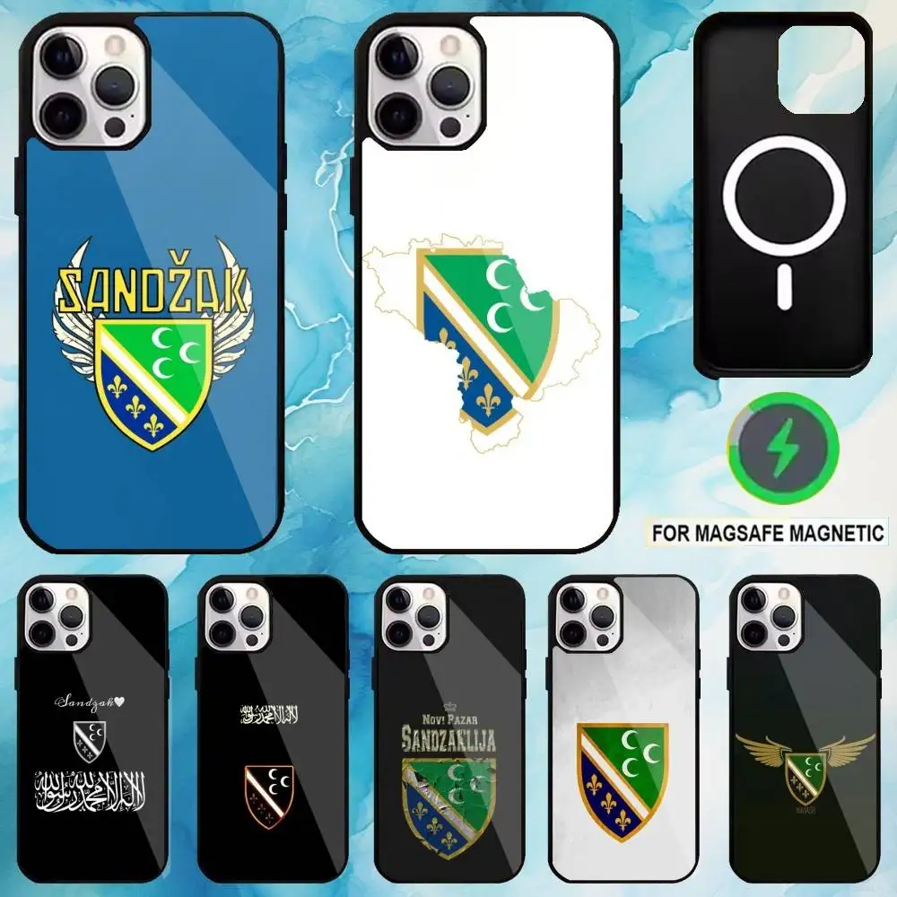 

Sandjak Flag Sandzak Phone Case For iPhone17,16,15,14,13,12,11 Plus,Pro Max Magnetic Magsafe Wireless Charging