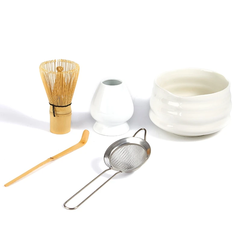 ABHG 5PC Fatti A Mano Casa Set Da Tè Matcha Strumento Stand Kit Ciotola Matcha Frusta Paletta Da Tè Frusta Da Tè Frusta Porta Frusta Chazhen Supporto Imbuto