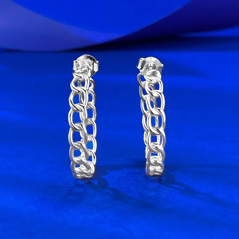

Европейская и американская новая серебряная серьга S925 с геометрической полой сеткой и решеткой, трансграничный стиль, повседневный индивидуальный стиль