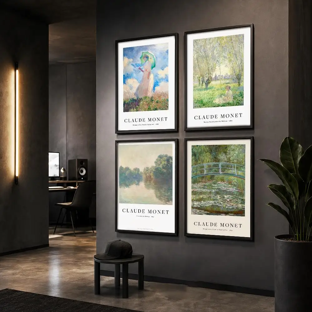 Famous Drawing Art C-Claude Monet Poster HD Home Wall Stickers House Hallway Living Room Bedroom Bar Office Decor Art Prints