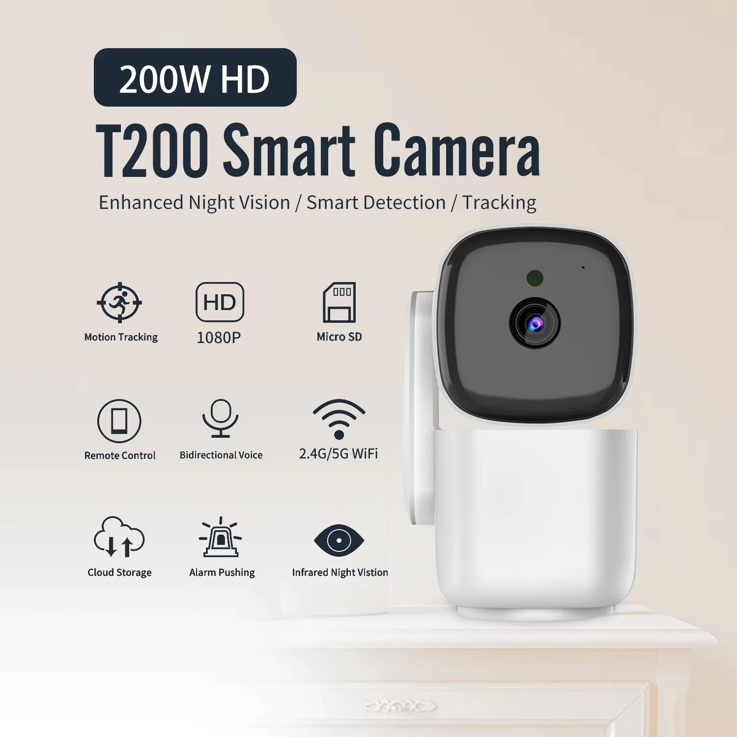 For 1080P Baby Monitor Indoor WiFi Video PTZ Cameras Home Security Protection Auto Tracking CCTV Camera Two-way Audio