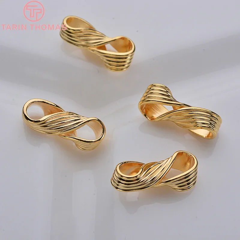

(1637)10PCS 4.3x12MM 24K Gold Color Plated Brass 8-word Twist Connector High Quality DIY Jewelry Making Findings