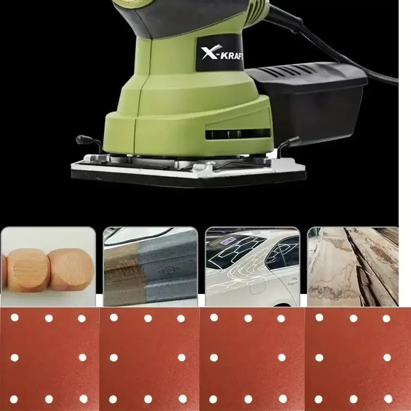 20 قطعة من ورق الصنفرة ذو 8 فتحات مقاس 110 × 115 مم، مجموعة ورق الصنفرة 60-800 خطاف ورق الصنفرة المستطيل ولوحة ورق الصنفرة #3