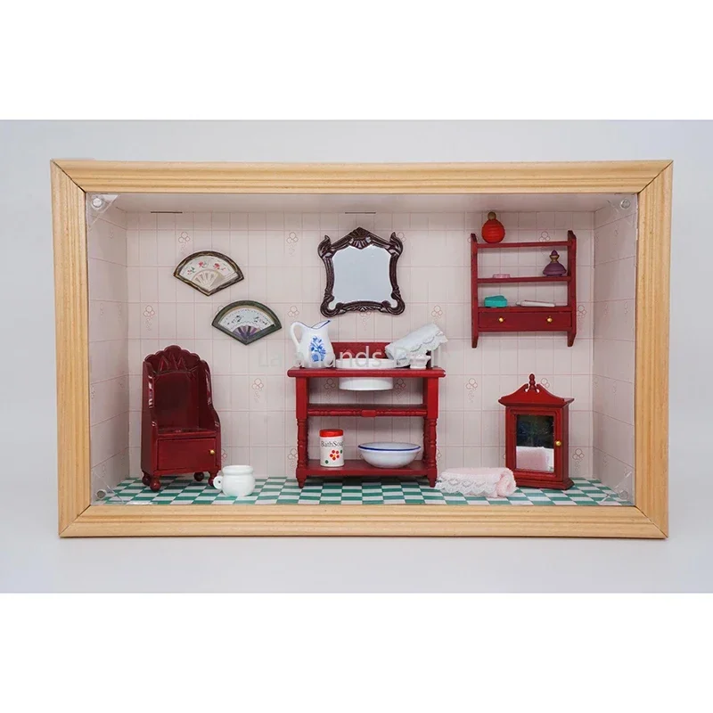 15pcs/set 1:12 Dollhouse Stylish Imitation Mini Bathroom Model for Dollhouse Furniture Bathroom Decoration Accessories