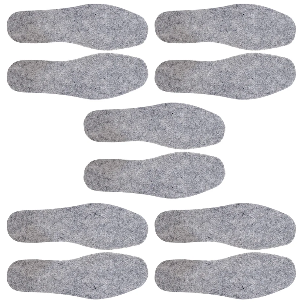 

5 Pairs Sole Wool Felt Insole Comfortable Shoe Insoles Thicken Winter Warm Pads