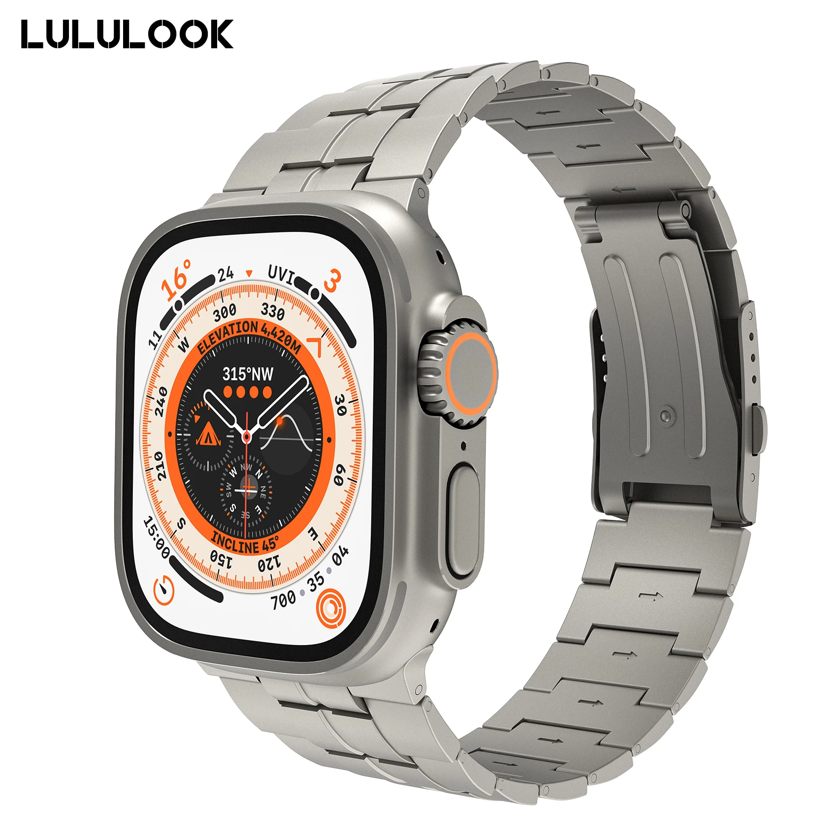 Lululook Titanium Band For Apple Watch Ultra 49mm Band 45mm 44mm 42mm Titanium Strap For iWatch Ultra SE Series 9 8 7 6 5 4 3 2