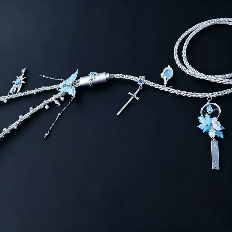 2-in-1 Ice Blue Keyboard Cable Aviator 8k 1.3m Typec Shine Magnetic Axismechanical Keyboard Aviation Plug-in Cable