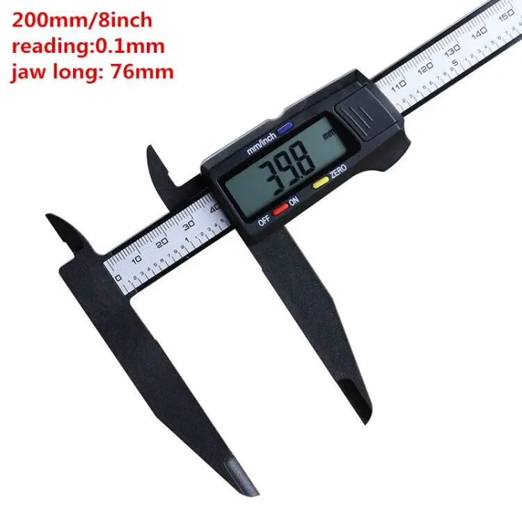 200/300mm Digital Electronic Caliper with LCD, Long Jaw Plastic Design, Precision Measuring Tool for Inner & Outer Diameter