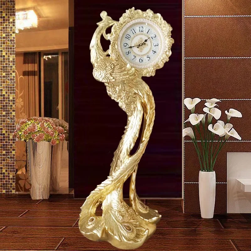 

European Clock Creative Floor Living Room Antique Standing Simple Seat Solid Wood Replacement Art Fashion