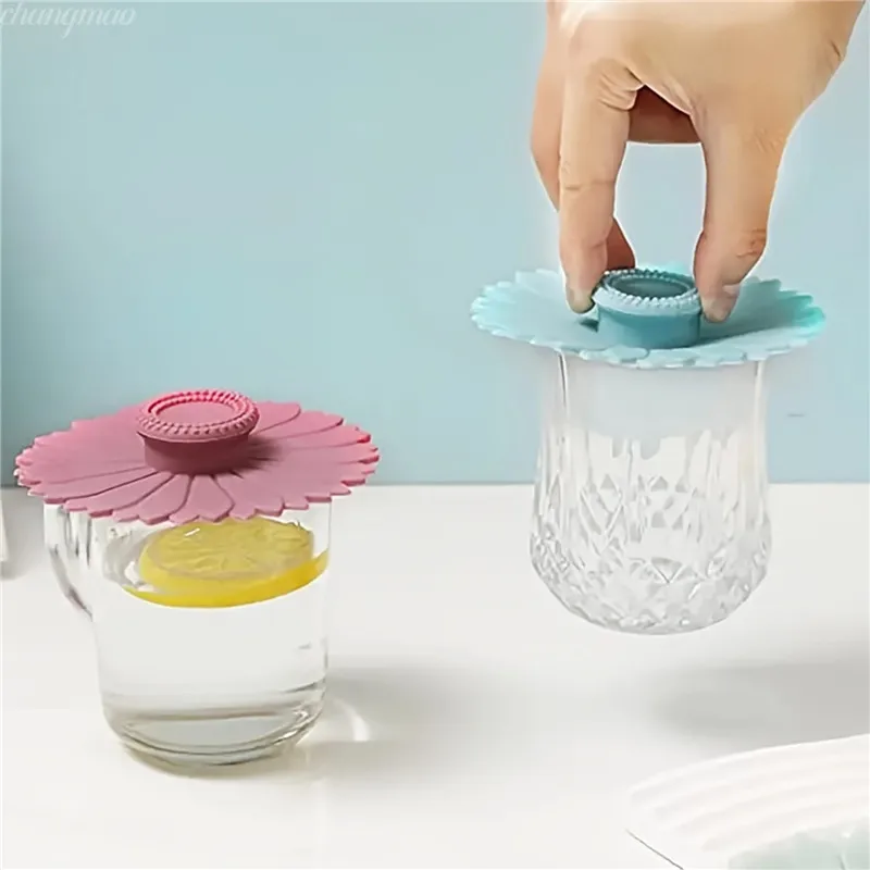 1/3pcs Silicone Drink Cup Lids 10.5cm Creative Round Mug Cover Reusable Anti Dust Cup Covers Cute Coffee Mug Lid