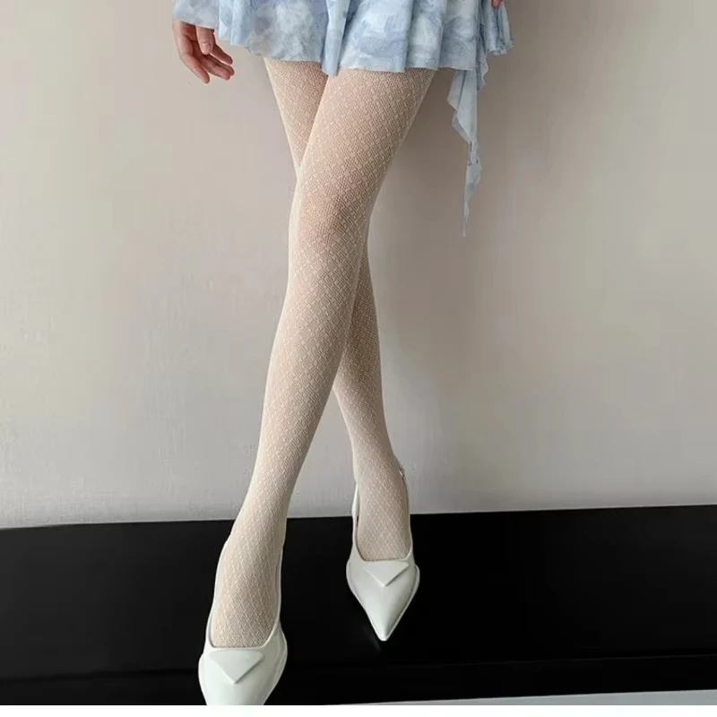 

Y2K Retro Checkered Fishnet Tights Versatile Rhombus Plaid Pantyhose Women Sexy Hottie Nylon Mesh Tights Gothic Lolita Stockings