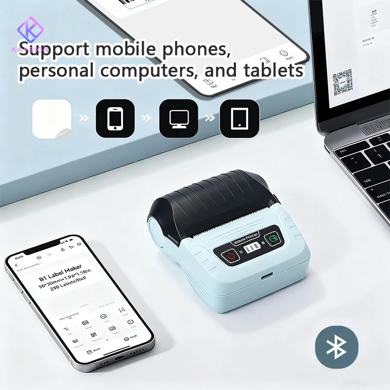 KAYSION Thermal Label Printer for Store/Express, Efficient Printing No Waiting with 6 Rolls Label Paper