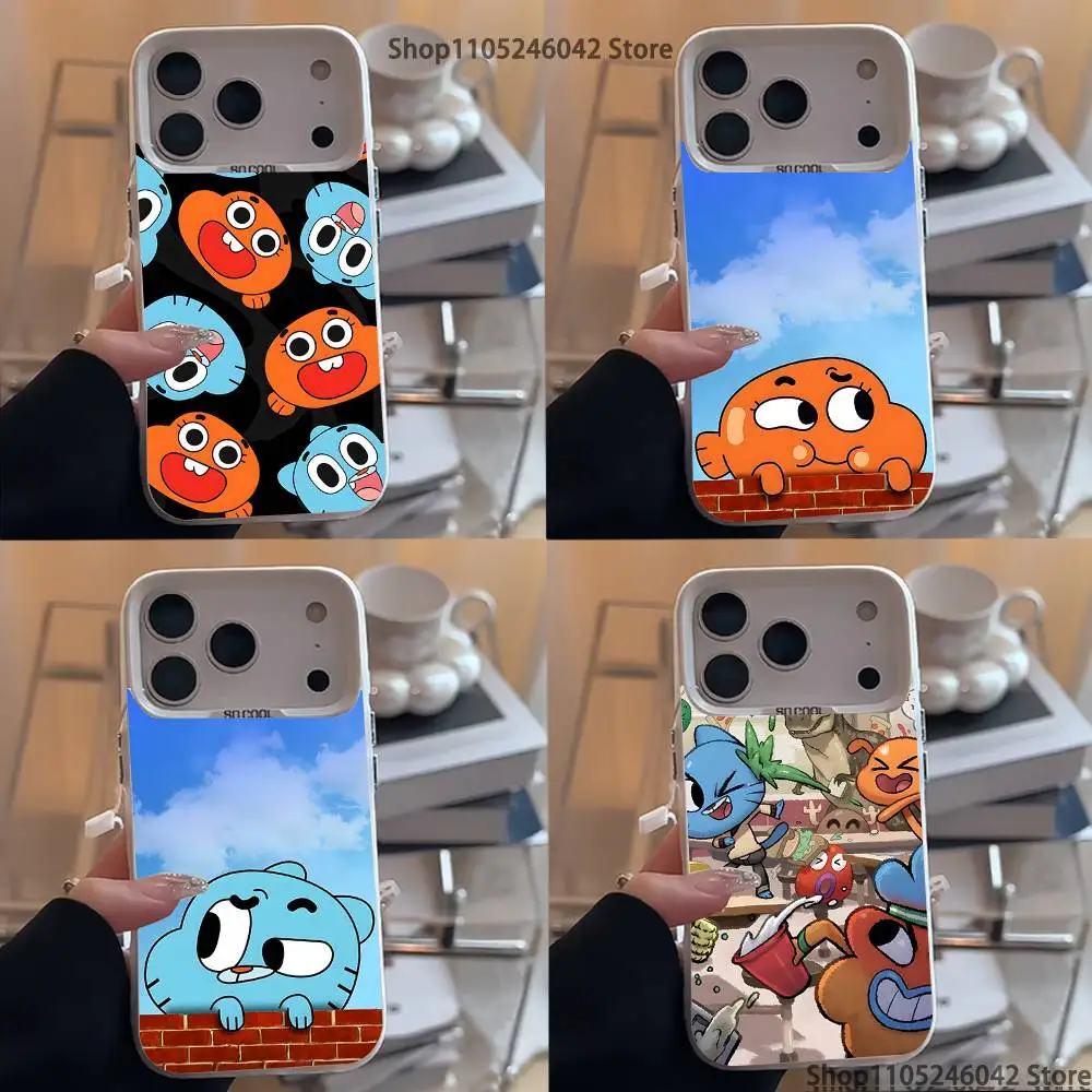 

G-Gumballs And D-Darwins For iPhone 17,16,15,14,13,12,11,Mini,Pro,E,SE4,XS,MAX White Shockproof Candy Matte Cover