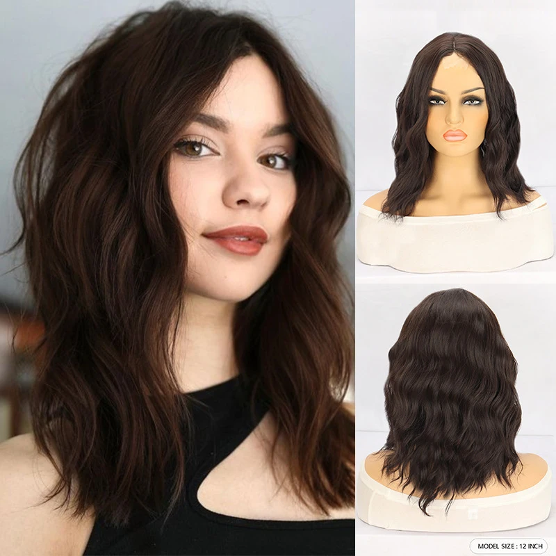 european-and-american-women's-small-lace-brown-middle-parted-short-hair-water-wave-curly-wig