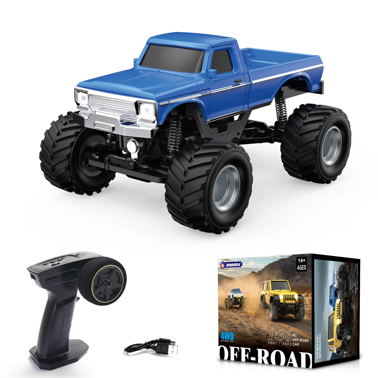 1/36 RCクローラーカー 4WD ミニラジコン オフロード車 ライトシステム