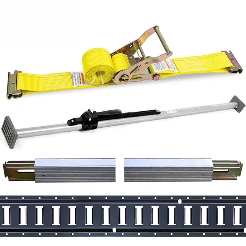 2 Heavy Duty Polyester Enclosed E Track Ratchet with Steel Aluminum Dot Load Bar Pavement