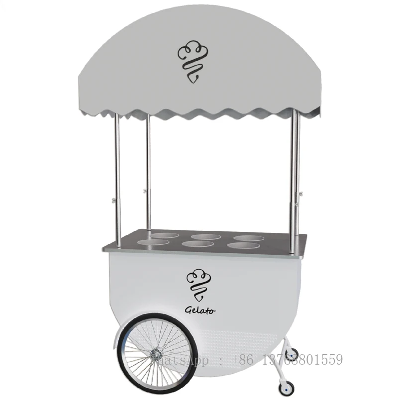 Gelato High Quality Ice Cream Trolley Cart Flower Cart Display Mobile Cooling Drink Vending Kioso