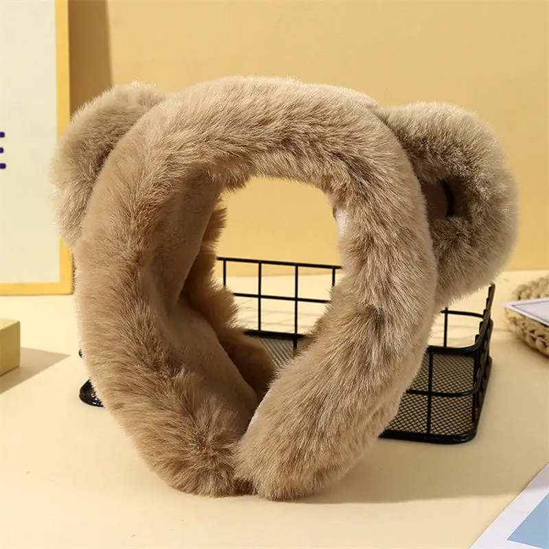 Cartoon Plush Bear Ears Earmuffs Korean Fluffy Thickened Warm Hair Band Girls Makeup Hair Hoops Fashion Earflap Headphones 2024