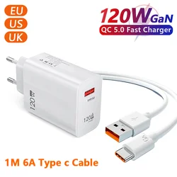 120W USB Charger GAN Fast Charging Quick Charger 3.0 For iPhone 15 14 Pro Max Samsung S22 Xiaomi 13 Mobile Phone Charger Adapter