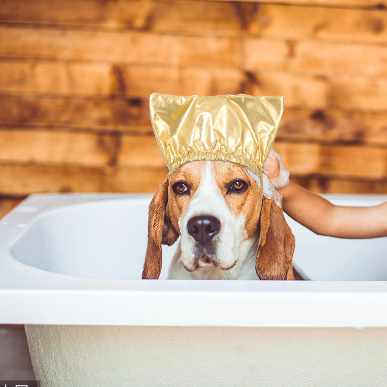 

2Pcs Pet Bath Waterproof Puppy Shower Caps Kitten Hats for Dogs Cats Bathing Grooming Elastic Straps Protect Ears Summer