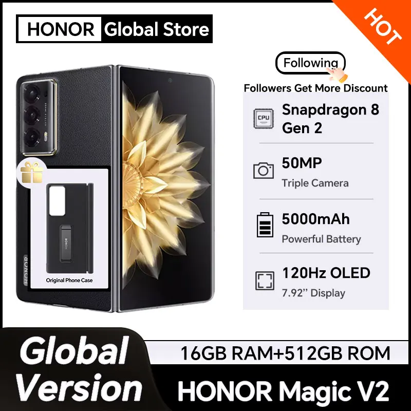 Honor magic v2 versão global 5g smartphone 7.92 