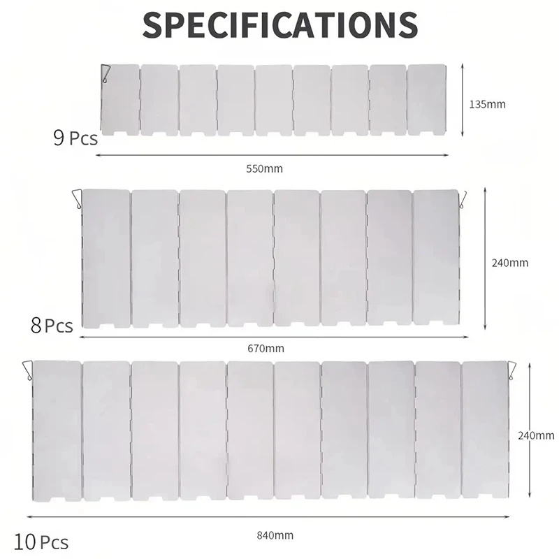 8/9/10 لوحات موقد غاز حاجز الرياح في الهواء الطلق التخييم نزهة الطبخ الموقد يندبروف شاشة سبائك الألومنيوم شاشة الرياح #5