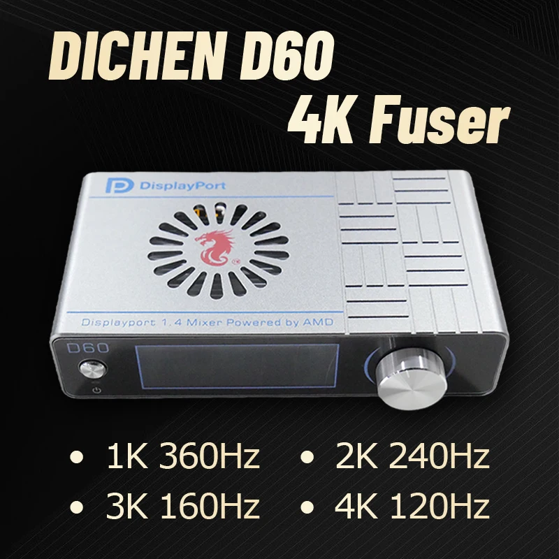 DMA D60 4K Fuser DICHEN Adaptive Video Overlay Box HDMI DP1.4 Display Processor - Support 1K 360Hz/2K 240Hz/3K 165Hz/4K 120Hz