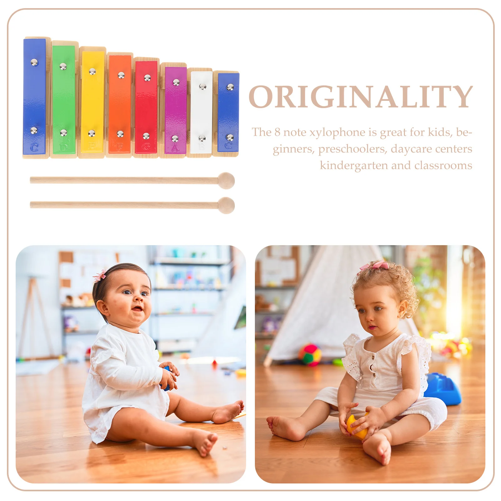 

1Set Music Teaching Aid Wooden Xylophone Musical Percussion Instrument for Toddlers Preschool Education