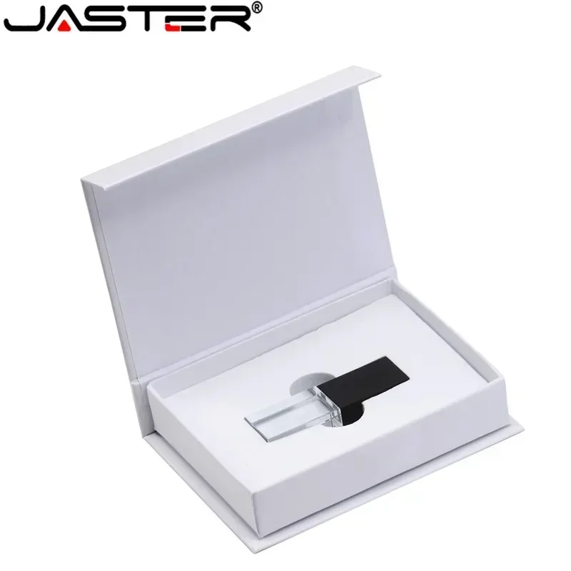 JASTER New Crystal Rose Gold Silver Black Gold 2.0 USB Flash Drive with Gift Box 4GB 8GB 16GB 32GB 64GB   Free Custom LOGO