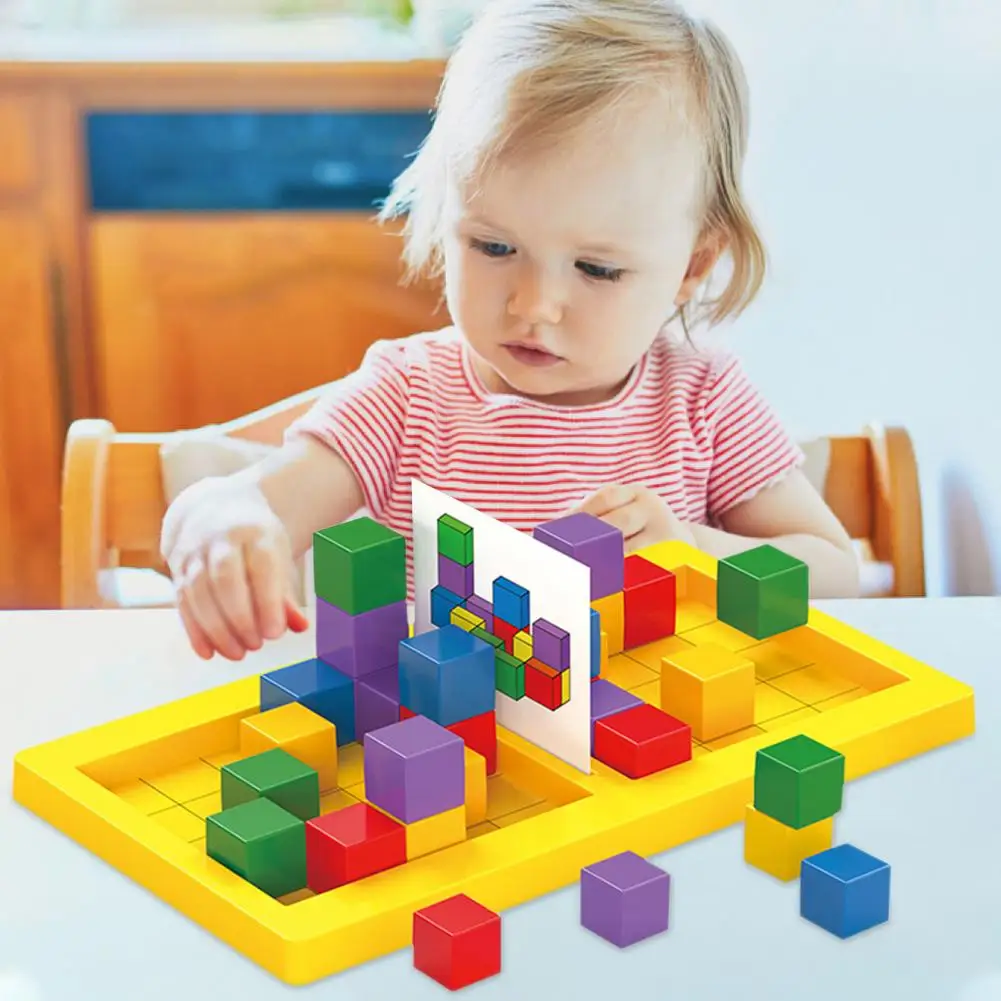 Kids Educational Toy Parent-child Geometric Cube Stacking Game for Kids Educational Toy with Building Blocks 2 Players for Boys