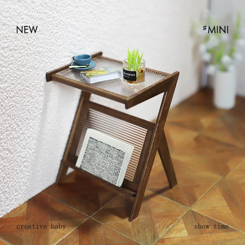 

Аксессуары для кукольного дома, миниатюрная модель Diy, игрушки, деревянная креативная имитация журнального столика, небольшой угловой столик, декор для чайного столика