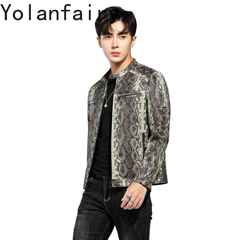

YOLANFAIRY Real Leather Jackets Man Clothes Short Genuine Sheepskin Leather Jacket Slim-fit Motorcycle Wear Fashion Leather Coat