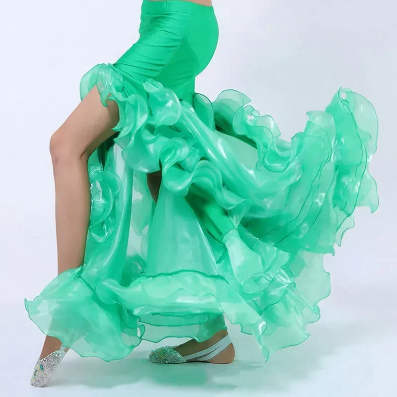 Zigeunerrok Vrouwen Sexy Buikdans Wikkelrok Volwassen Spaanse Koreaanse Dansles Kostuum Gelaagde Jurk Oefenkleding Outfit