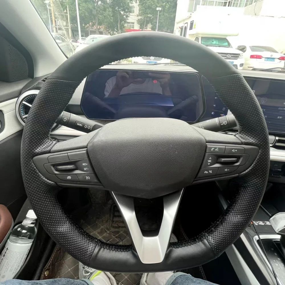 Cubierta de cuero de microfibra antideslizante personalizada para volante de coche, envoltura de dirección para Chevrolet Cruze Hatchback Sedan 2009-2014Aveo 201
