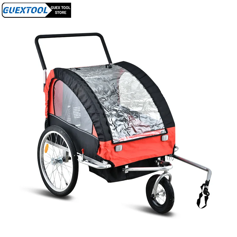 Remolque de bicicleta para niños, triciclo, cochecito, carrito con marco plegable, ruedas de suspensión, remolque de bicicleta para niños, portador
