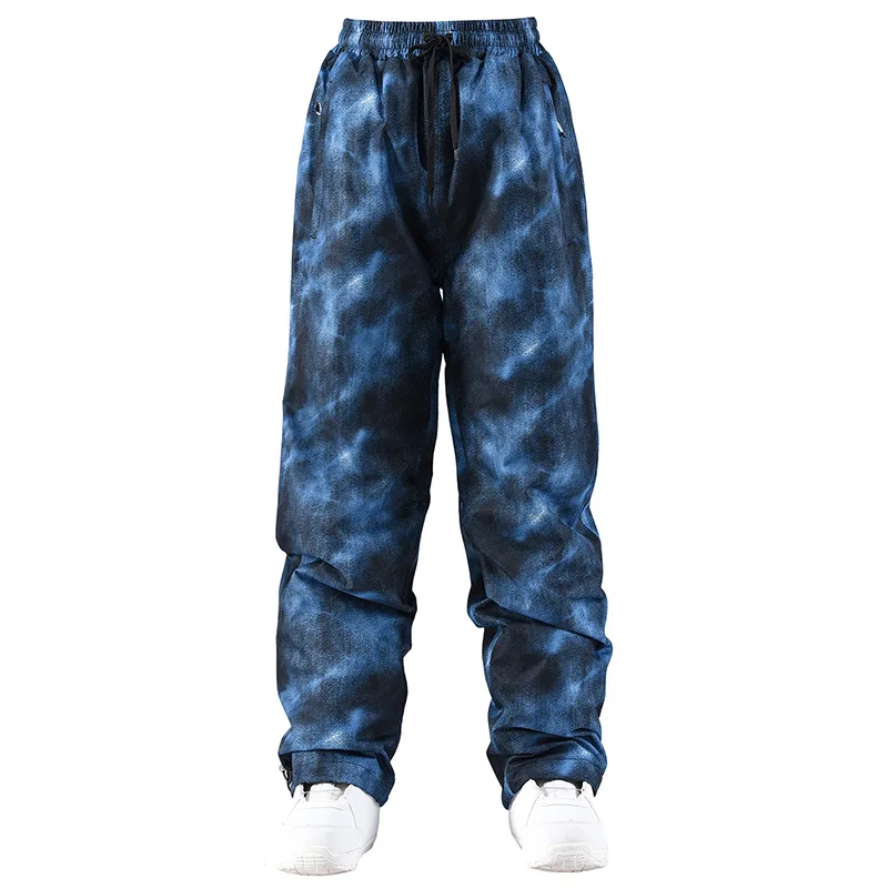 Latest Oversized Unisex Ski Pants in Denim Look, Baggy Winter Snowboard & Ski Trousers for All-Mountain Use