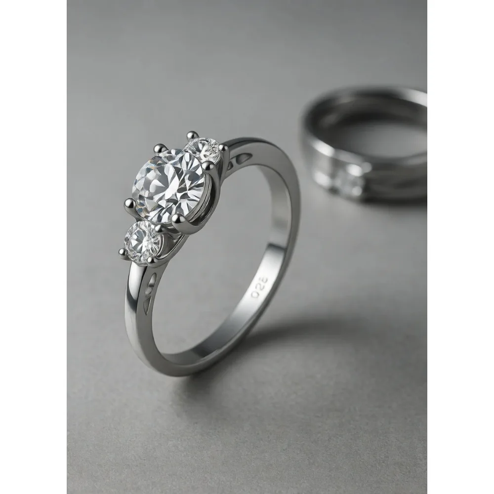 

Обручальное кольцо из стерлингового серебра с фианитами