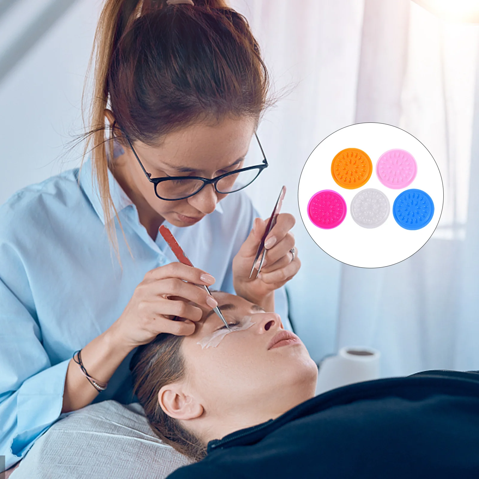 20 個のまつげ接着剤トレイホルダー軽量つけまつげパレットまつげエクステンションタトゥー用持ち運びが簡単交換用