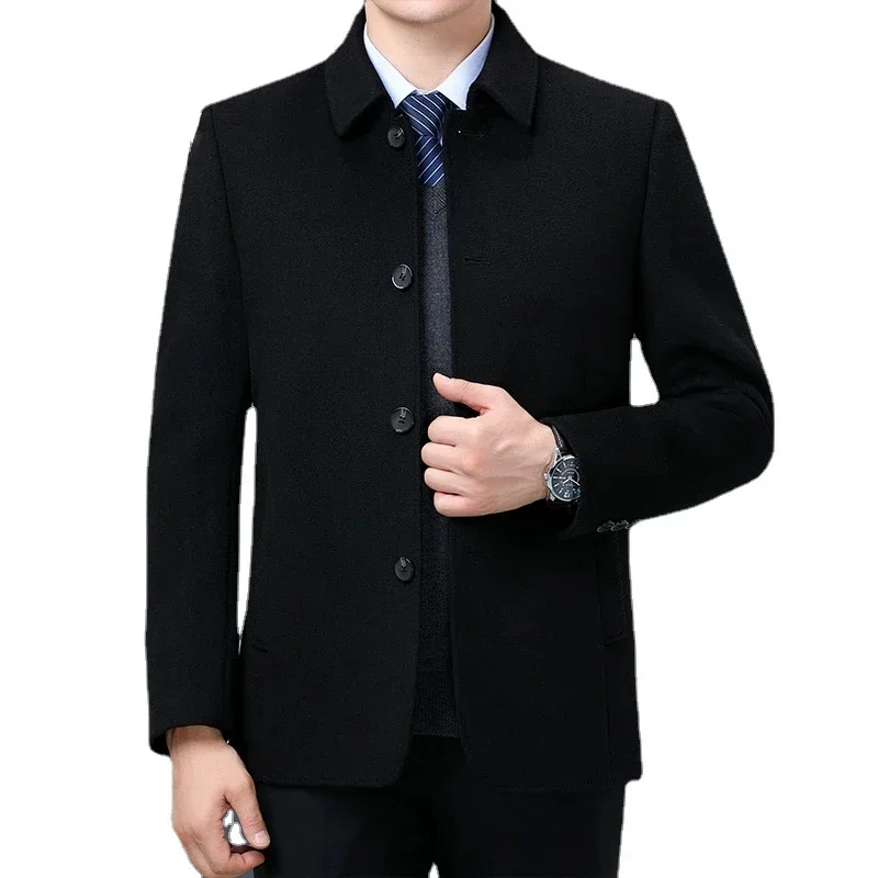 Double Sided 100% Cashmere Jackets for Men Clothing Autumn Winter Woolen Coat Men's Short High-end Casual Jacket Abrigos Hombre