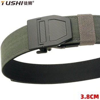 Tushi חגורה טקטית חדשה קשה עבור גברים אבזם אוטומטי, אבזם רובה ipsc מתכת חגורה צבאית ספורט חיצוני מחוך זכר